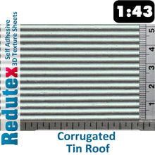 Load image into Gallery viewer, Redutex CORRUGATED TIN ROOF Lt Grey 1:43 O 3D Self Adhesive Texture Sheet
