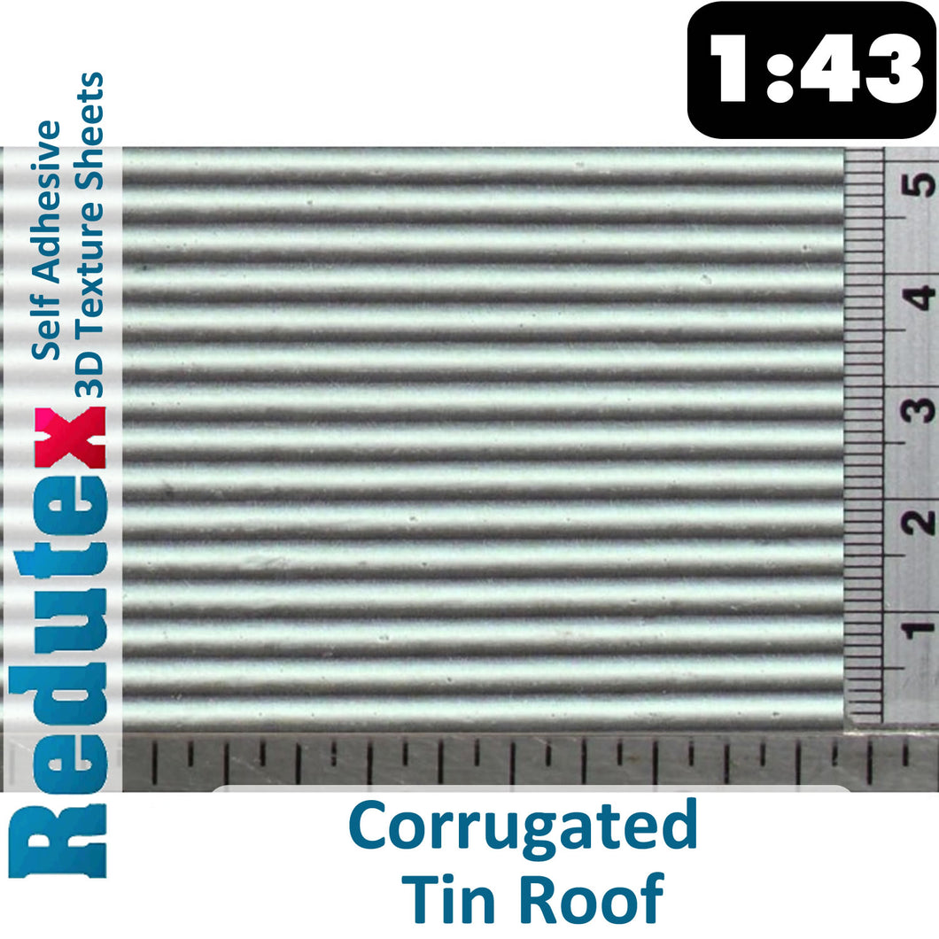 Redutex CORRUGATED TIN ROOF Lt Grey 1:43 O 3D Self Adhesive Texture Sheet