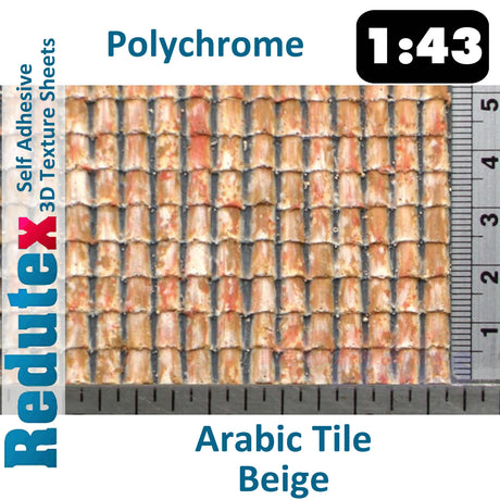 Redutex ARABIC TILE Polychrome O/1:43 Self Adhesive 3D Texture Sheets 043TA121