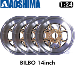 BILBO 14inch 1:24 WHEELS & TYRES Set of 4 AOSHIMA Tuned Parts 05375