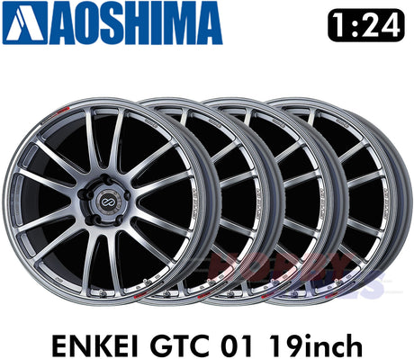 ENKEI GTC 01 19inch 1:24 WHEELS & TYRES Set of 4 AOSHIMA Tuned Parts 05380