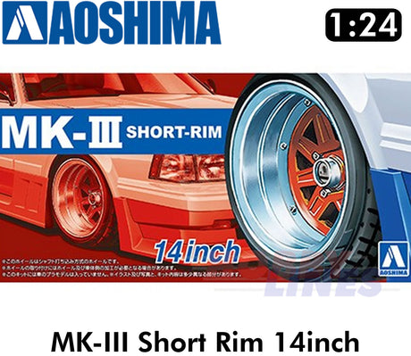 MARK3 SHORT-RIM 14inch 1:24 WHEELS & TYRES Set of 4 AOSHIMA Tuned Parts 05545