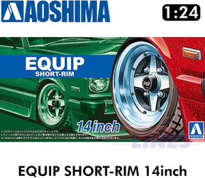 EQUIP SHORT-RIM 14inch 1:24 WHEELS & TYRES Set of 4 AOSHIMA Tuned Parts 05547