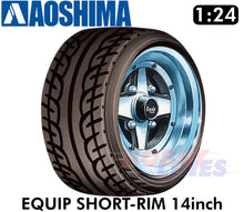 Load image into Gallery viewer, EQUIP SHORT-RIM 14inch 1:24 WHEELS &amp; TYRES Set of 4 AOSHIMA Tuned Parts 05547
