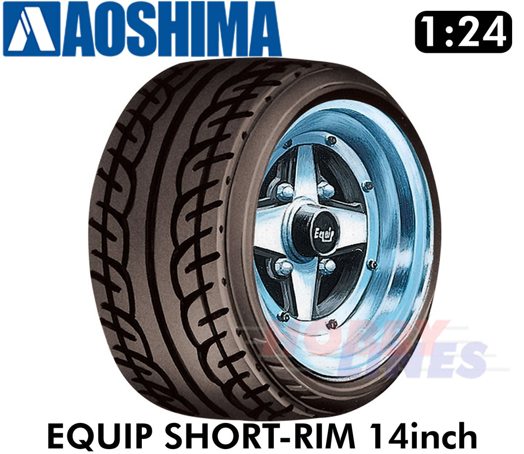 EQUIP SHORT-RIM 14inch 1:24 WHEELS & TYRES Set of 4 AOSHIMA Tuned Parts 05547