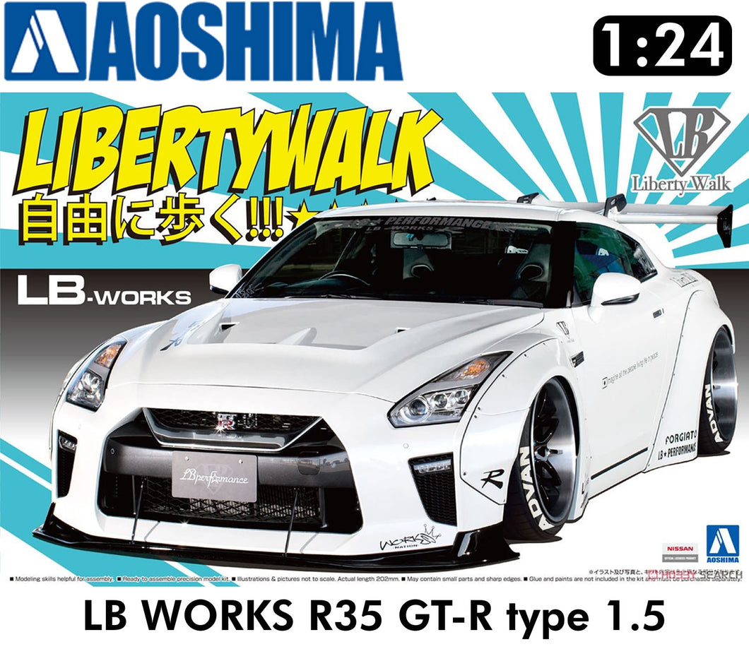 NISSAN R35 GT-R type 1.5 Difiting LibertyWalk 1:24 scale model kit Aoshima 05590