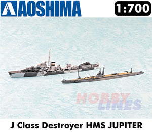 HMS JUPITER J Class Destroyer WWII & I-60 Submarine 1:700 kit Aoshima 05765