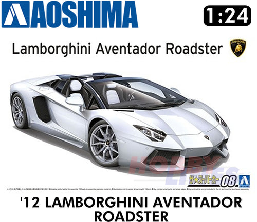 12 LAMBORGHINI AVENTADOR ROADSTER supercar 1:24 scale model kit Aoshima 05866