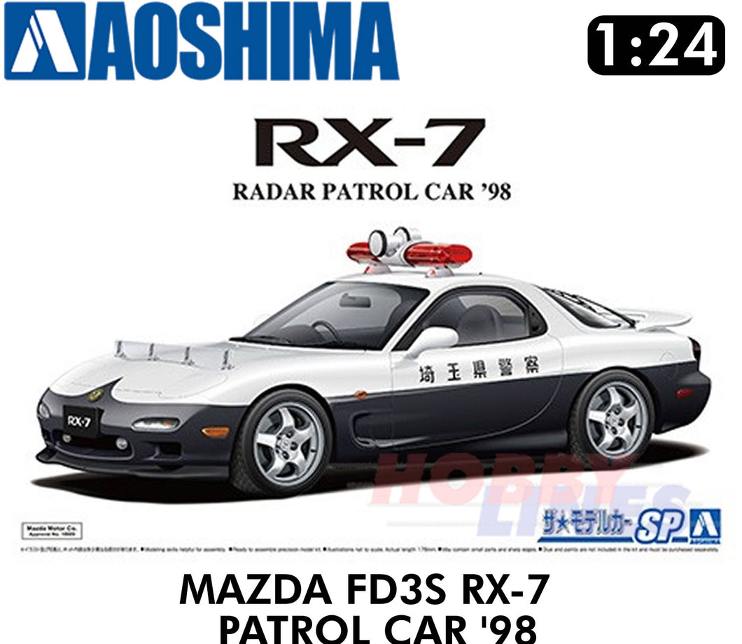 MAZDA FD3S RX-7 RADAR PATROL CAR '98 Police 1:24 scale model kit Aoshima 05922