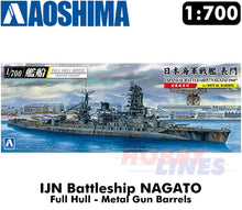 Load image into Gallery viewer, IJN Battleship NAGATO 1945 Full Hull METAL GUN BARRELS 1:700 model kit AOSHIMA

