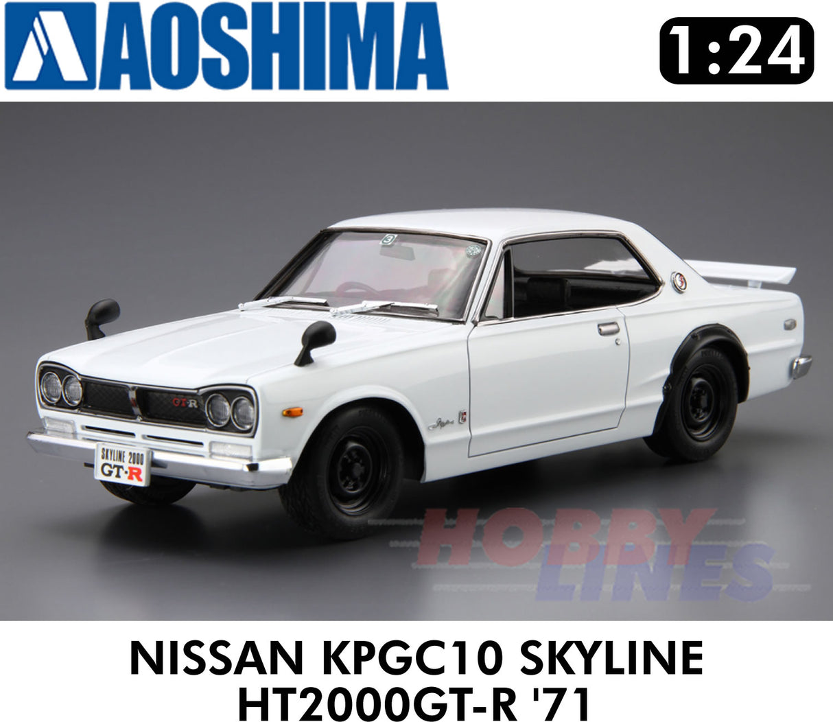 NISSAN KPGC10 SKYLINE HT2000GT-R '71 1971 1:24 scale model kit Aoshima 06106