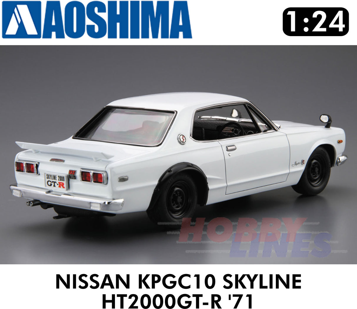 NISSAN KPGC10 SKYLINE HT2000GT-R '71 1971 1:24 scale model kit Aoshima 06106