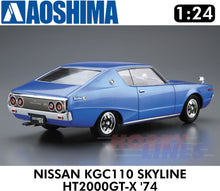 Load image into Gallery viewer, NISSAN KGC110 SKYLINE HT2000GT-X &#39;74 1974 1:24 scale model kit Aoshima 06107
