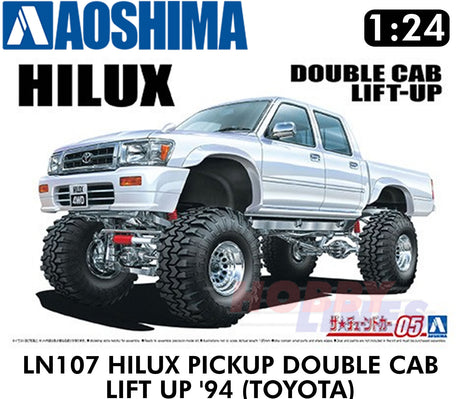 TOYOTA HILUX PICKUP LN107 DOUBLE CAB LIFT UP '94 1:24 scale kit Aoshima 06131