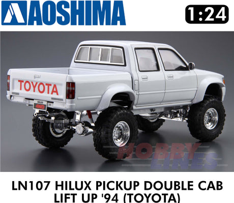 TOYOTA HILUX PICKUP LN107 DOUBLE CAB LIFT UP '94 1:24 scale kit Aoshima 06131