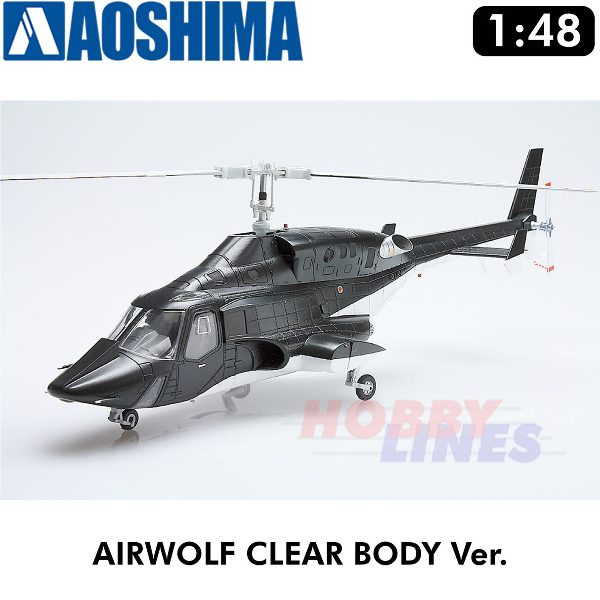 AIRWOLF CLEAR BODY Version HELICOPTER Bell 222 1:48 kit AW-01 Aoshima 06352