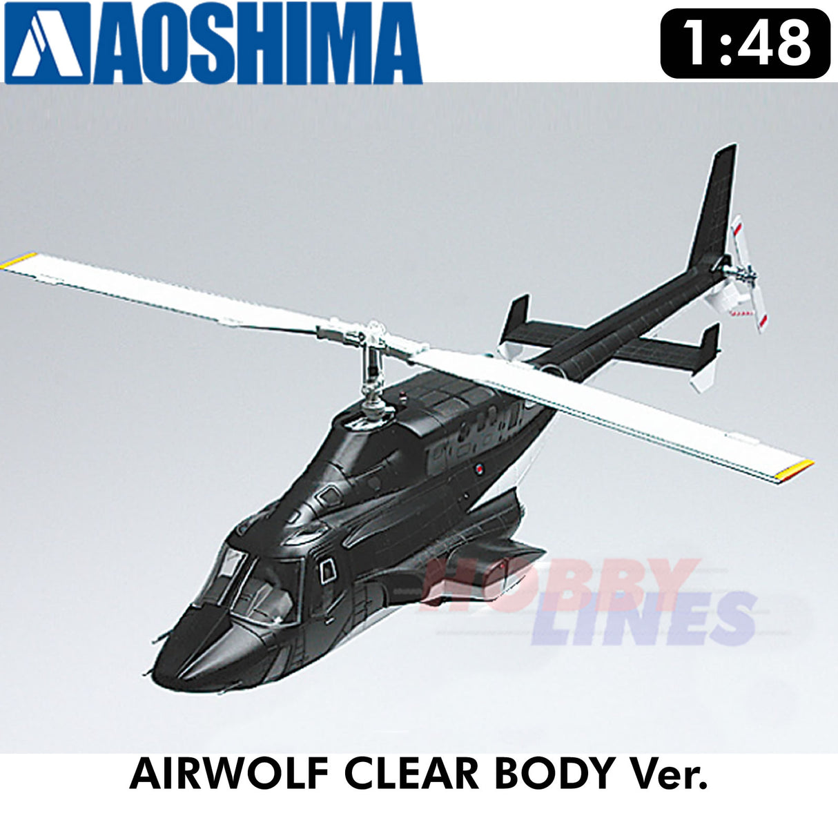AIRWOLF CLEAR BODY Version HELICOPTER Bell 222 1:48 kit AW-01 Aoshima 06352