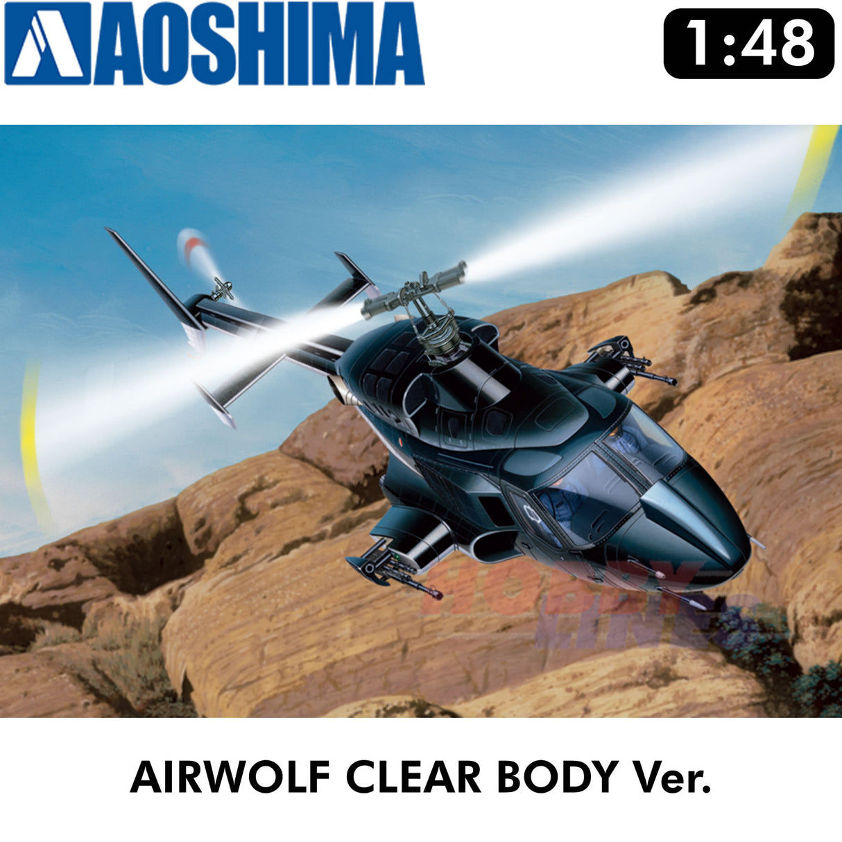 AIRWOLF CLEAR BODY Version HELICOPTER Bell 222 1:48 kit AW-01 Aoshima 06352