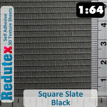 Load image into Gallery viewer, Redutex SQURE SLATE Black STANDARD 1:64 S 3D Self Adhesive Texture Sheet
