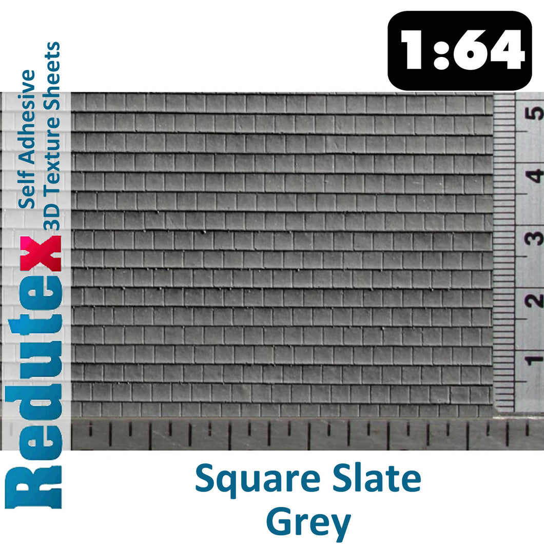 Redutex SQUARE SLATE Grey STANDARD 1:64 S 3D Self Adhesive Texture Sheet