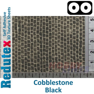Redutex COBBLESTONE Black HO/OO Self Adhesive 3D Texture Sheets 076AD112