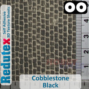 Redutex COBBLESTONE Black HO/OO Self Adhesive 3D Texture Sheets 076AD112