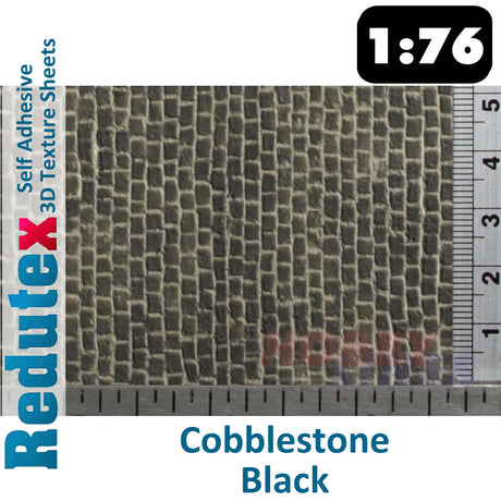 Redutex COBBLESTONE Black HO/OO Self Adhesive 3D Texture Sheets 076AD112