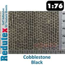 Load image into Gallery viewer, Redutex COBBLESTONE Black HO/OO Self Adhesive 3D Texture Sheets 076AD112
