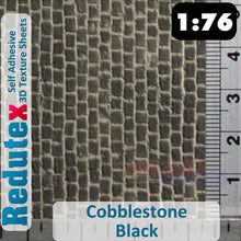 Load image into Gallery viewer, Redutex COBBLESTONE Black HO/OO Self Adhesive 3D Texture Sheets 076AD112
