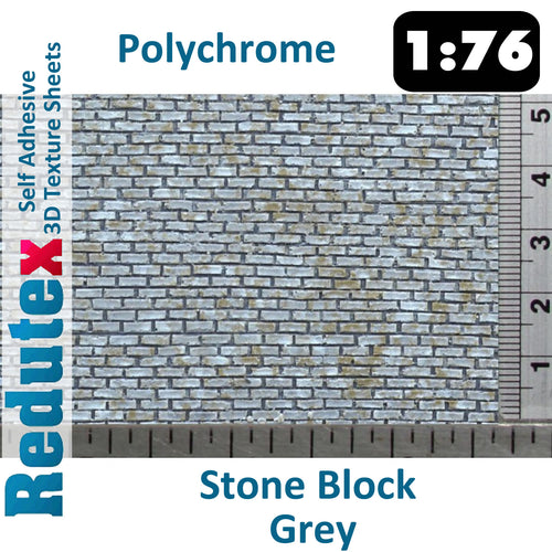 Redutex STONE BLOCK Grey POLYCHROME 1:76  OO 3D Self Adhesive Texture Sheet