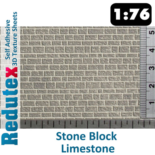 Redutex STONE BLOCK LIMESTONE Grey 1:76 OO 3D Self Adhesive Texture Sheet