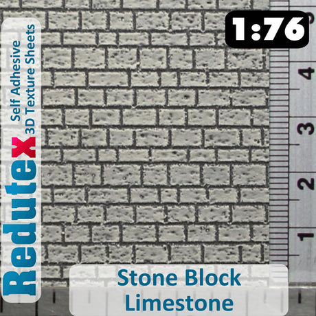 Redutex STONE BLOCK LIMESTONE OO 3DFlexible Texture Sheet Self Adhesive 076BS112