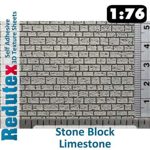 Redutex STONE BLOCK LIMESTONE OO 3DFlexible Texture Sheet Self Adhesive 076BS112