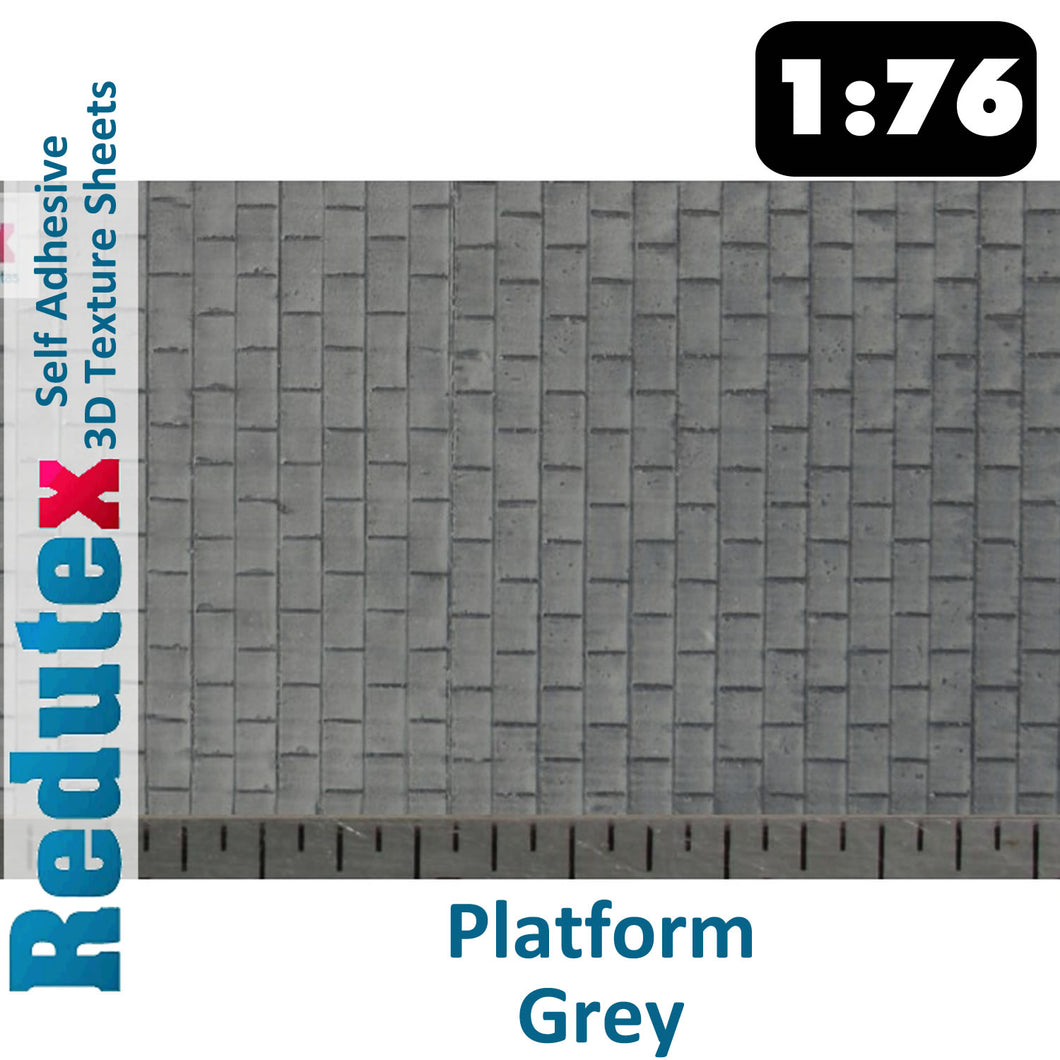 Redutex PLATFORM Grey STANDARD 1:76 OO 3D Self Adhesive Texture Sheet