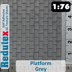 Redutex PLATFORM Grey STANDARD 1:76 OO 3D Self Adhesive Texture Sheet