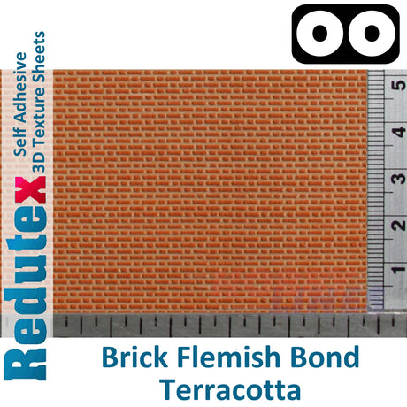 Redutex BRICK FLEMISH BOND Terracotta OO Self Adhesive 3D Texture Sheet 076LD312