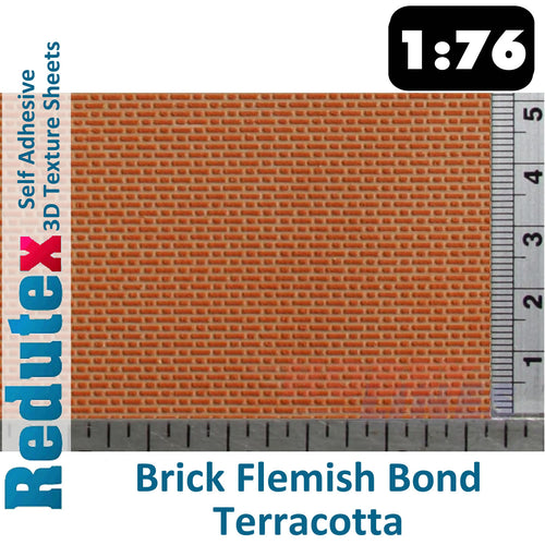Redutex BRICK FLEMISH BOND Terracotta OO Self Adhesive 3D Texture Sheet 076LD312
