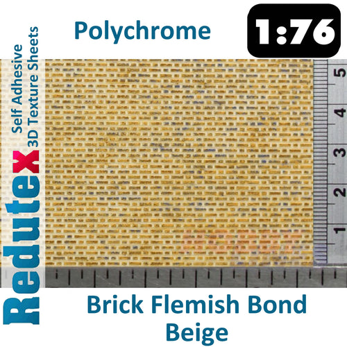 Redutex BRICK FLEMISH BOND Polychrome Beige OO 1:76 3D Texture Sheet 076LD321