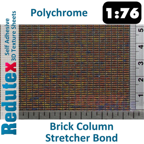 Redutex BRICK COLUMN STRETCHER SOGA Red Polychrome OO 3D Texture Sheets 076LD423