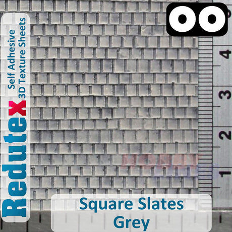 Redutex SQUARE SLATE Grey OO Self Adhesive 3D Texture Sheets  076PC112