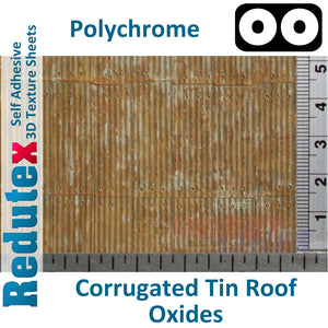 Redutex CORRUGATED TIN ROOF POLYCHROME Oxidised OO 3D Texture Sheets 076TI122