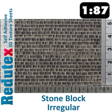 Load image into Gallery viewer, Redutex STONE BLOCK IRREGULAR Black 1:87 HO 3D Self Adhesive Texture Sheet

