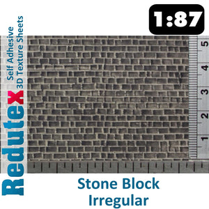 Redutex STONE BLOCK IRREGULAR Black 1:87 HO 3D Self Adhesive Texture Sheet