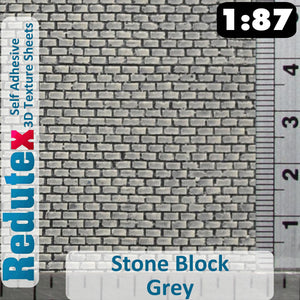 Redutex STONE BLOCK Grey HO 3D Flexible Texture Sheet Self Adhesive 087BL112