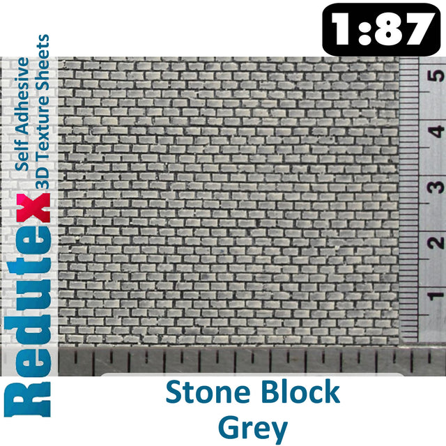 Redutex STONE BLOCK Grey HO 3D Flexible Texture Sheet Self Adhesive 087BL112
