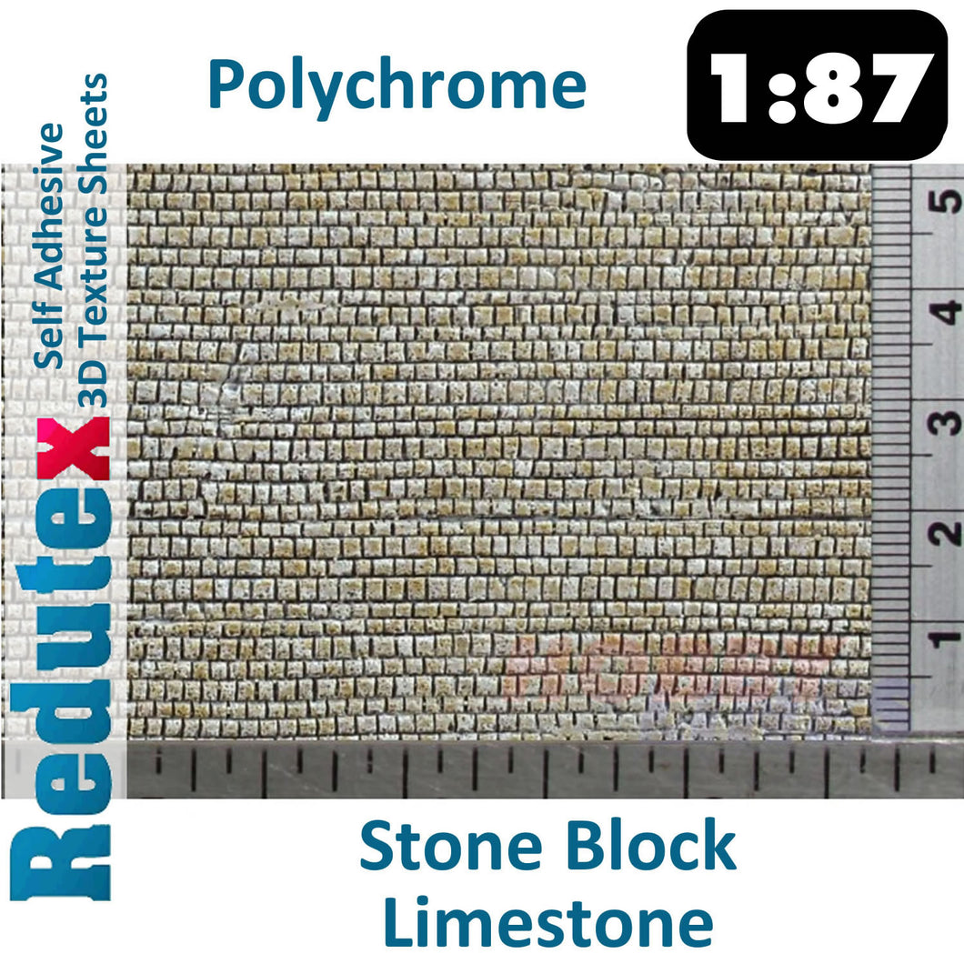 Redutex STONE BLOCK LIMESTONE Grey Polychrome HO/OO 3D Texture Sheets 087BS123