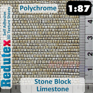 Redutex STONE BLOCK LIMESTONE Grey Polychrome HO/OO 3D Texture Sheets 087BS123