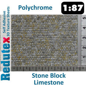 Redutex  STONE BLOCK LIMESTONE POLYCHROME 1:87 HO 3D Self Adhesive Texture Sheet