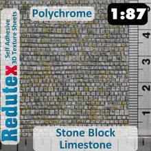 Load image into Gallery viewer, Redutex  STONE BLOCK LIMESTONE POLYCHROME 1:87 HO 3D Self Adhesive Texture Sheet
