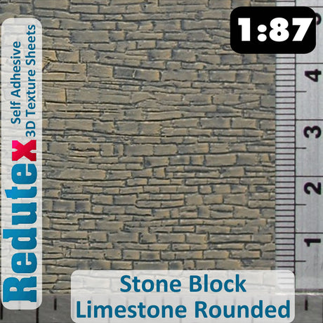 Redutex STONE BLOCK LIMESTONE ROUNDED 1:87 HO 3D Self Adhesive Texture Sheet